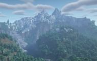 An image of a snowy peaks and mega taiga biome in Minecraft. (Image via u/bakeliteboi on Reddit)